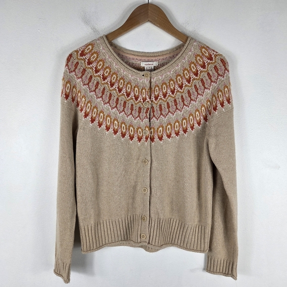 Sundance Wool Long Sleeve Button Up Fair Isle Cardigan Sweater - Picture 1 of 9